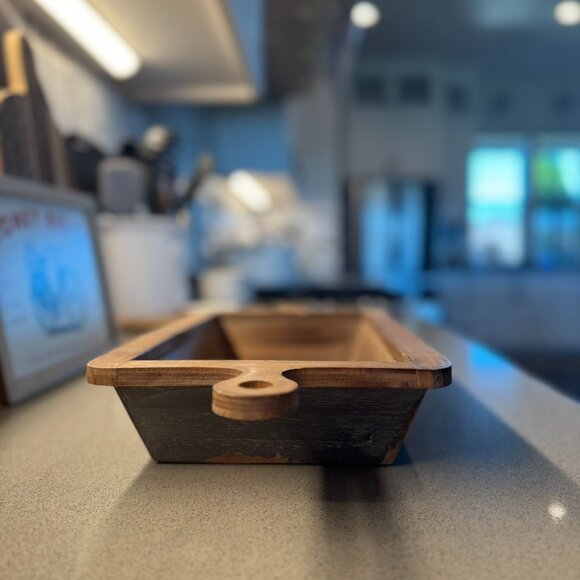 Rustic Distressed Wood Dough Bowl – Farmhouse Centerpiece & Versatile Tray - Picture 3 of 11